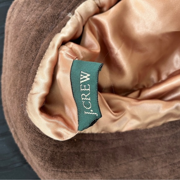 J. Crew Women’s Bucket Hat Green Plaid Flannel Brown Suede Rim Silk Satin inside - Picture 4 of 8